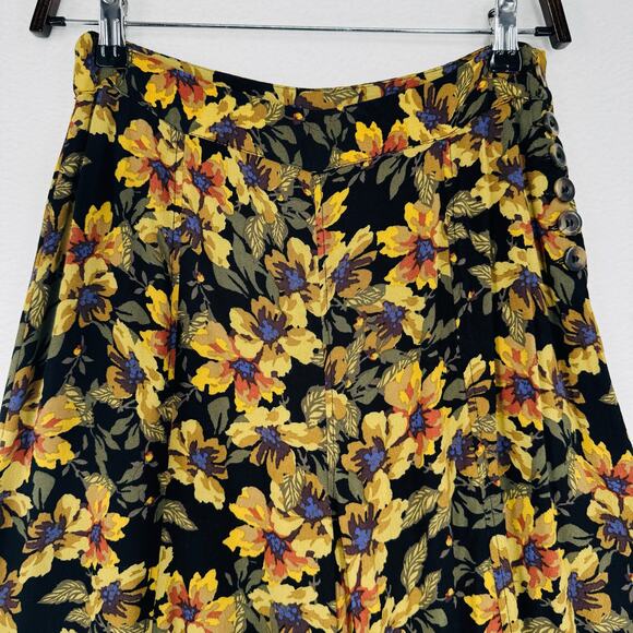Free People Floral Wide Leg Pants Womens Size 6 Flowy Boho Festival Airy Crepe - Picture 2 of 8